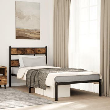 vidaXL Bedframe zonder matras metaal gerookt eikenkleurig, Verzenden