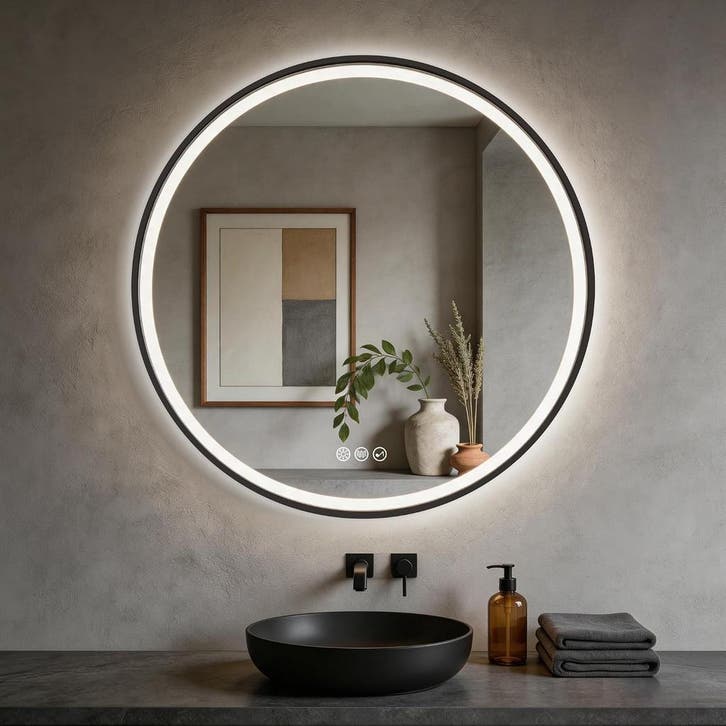 Ronde Spiegel 80cm LED+Bluetooth | Retour deal | 35% kort..., Maison & Meubles, Salle de bain | Meubles de Salle de bain, Envoi