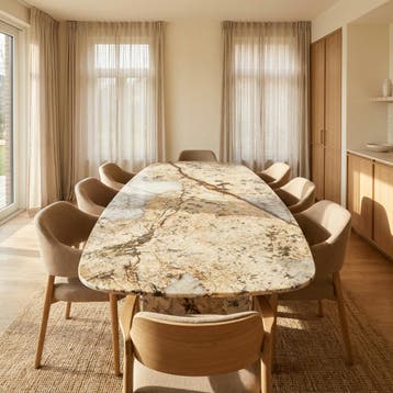 Patagonia Kwartsiet Eetkamertafel  Deens Ovaal 140x80, Huis en Inrichting, Nieuw
