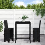 vidaXL 3-delige Tuinbarset massief grenenhout zwart, Verzenden, Nieuw