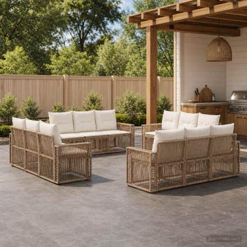 vidaXL Tuinbank Set 12 st Beige en Crème Wit poly rattan, Verzenden