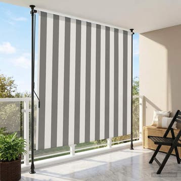 vidaXL Buitenzonwering Rolgordijn Antraciet en Wit 100 x 270, Tuin en Terras, Verzenden, Nieuw