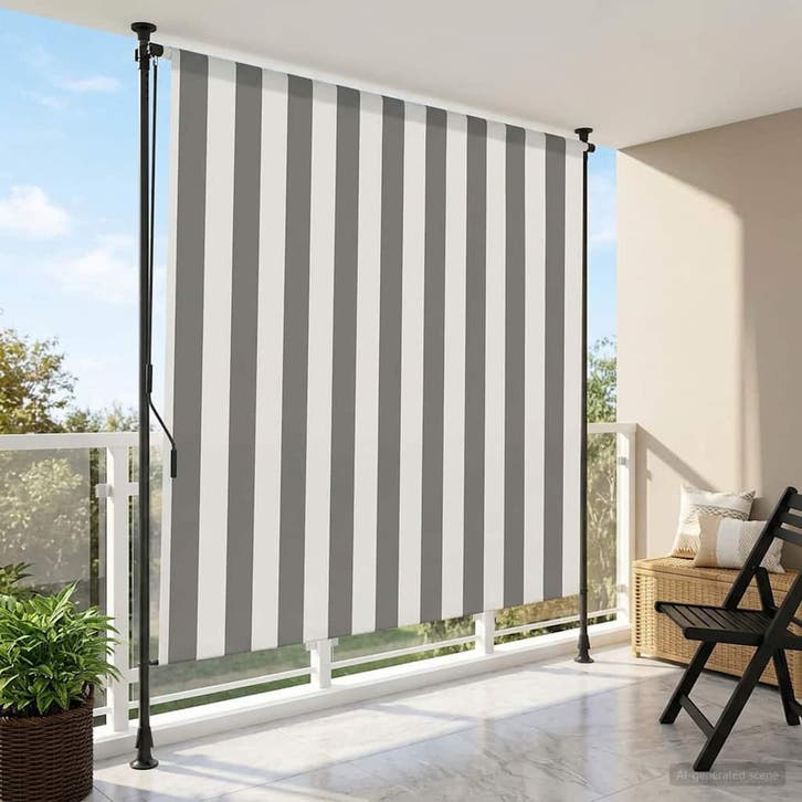 vidaXL Buitenzonwering Rolgordijn Antraciet en Wit 100 x 270, Tuin en Terras, Zonneschermen, Nieuw, Verzenden