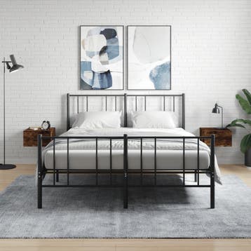 vidaXL Nachtkastjes 2 st wandgemonteerd 35x35x20 cm gerookt, Verzenden, Nieuw