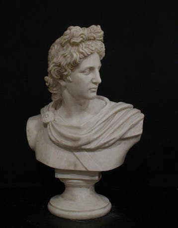 sculptuur, Busto di Apollo in marmo - 77 cm - Marmer, Antiek en Kunst