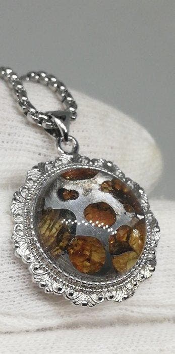 Pendentif météorite Brenham. Météorite de pierre-fer - 6 g