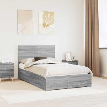 vidaXL Bedframe met hoofdeinde Grijs Sonoma 120 x 200 cm, Verzenden, Nieuw