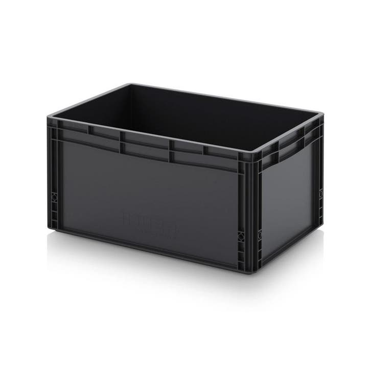 Stapelbak 600x400x320 mm euronorm ESD zwart pp gebruikt, Doe-het-zelf en Bouw, Kratten en Dozen, Ophalen of Verzenden