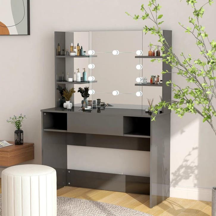 vidaXL Kaptafel met LED-verlichting 100x40x135 cm MDF, Maison & Meubles, Tables | Coiffeuses, Envoi