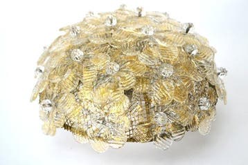 Plafondlamp - Glas, Metaal - Plafondlamp met glazen bloemen
