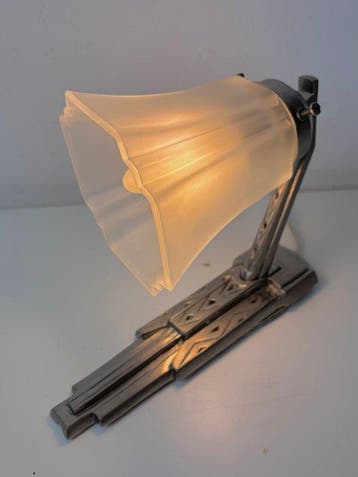 Wandlamp - Art Deco geometrisch leeslamp 1930 - Staal, Glas