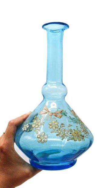 Carafe Napoléon lll en verre émaillé - Karaf - Glas, Antiek en Kunst