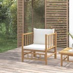 vidaXL Tuinbank met kussens bamboe crèmewit, Tuin en Terras, Tuinsets en Loungesets, Verzenden, Nieuw