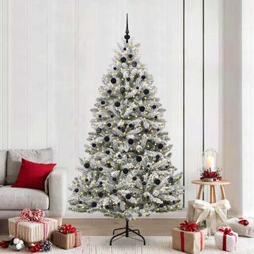 vidaXL Kunstkerstboom 210 cm 300 LEDs Warmwit PVC en Staal, Diversen, Verzenden, Nieuw