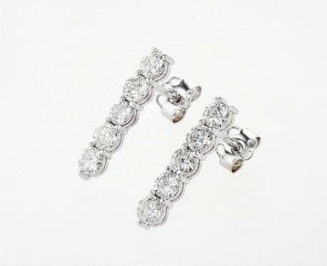 Oorstekers - 14 karaat Witgoud - 0.88ct. tw. Diamant
