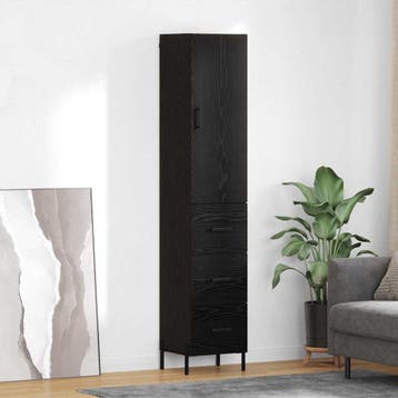 vidaXL Highboard met lade Zwart Eiken 34,5 x 34 x 180 cm, Verzenden, Nieuw