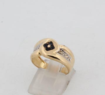Zonder minimumprijs - Ring - 18 karaat Geel goud Saffier -, Handtassen en Accessoires, Nieuw