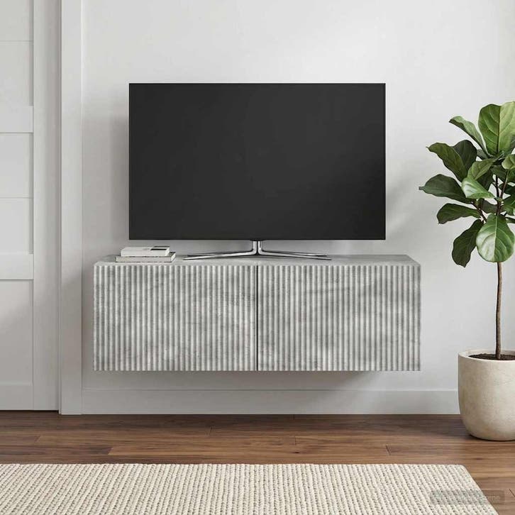 vidaXL Wandmontage TV-kast Betongrijs 98 x 41 x 30 cm, Maison & Meubles, Armoires | Mobilier de télévision, Envoi