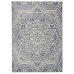 vidaXL Buitenkleed met patroon platgeweven 200x280 cm blauw, Verzenden, Nieuw