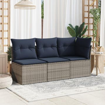 vidaXL Tuinbank zonder armleuning met kussens poly rattan, Tuin en Terras, Verzenden, Nieuw