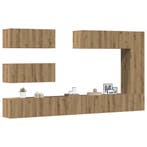 vidaXL 7-delig Tv-meubelset wandmontage bewerkt hout, Verzenden