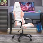 vidaXL Massage gamestoel kunstleer wit en roze, Verzenden