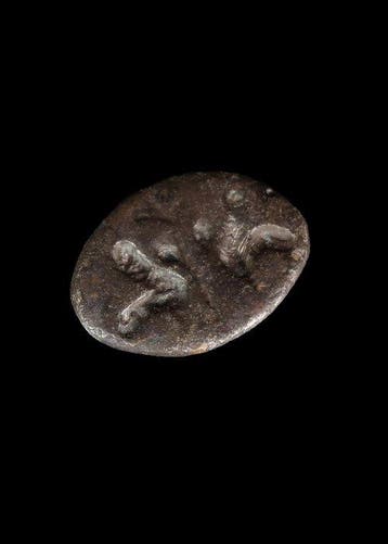 Byzantijns Zilver Intaglio met duiven die aan weerszijden