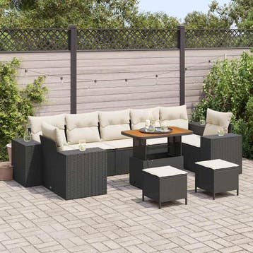 vidaXL Tuinbank Set 10 st 9-Aantal zitplaatsen Zwart en, Verzenden