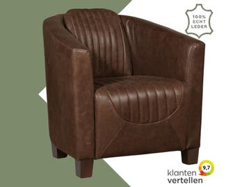 Leren fauteuil Press Special - Vintage Brown (bruin) -, Huis en Inrichting, Nieuw, Ophalen of Verzenden, Eigentijds, Klassiek, Retro, Romantisch, Vintage
