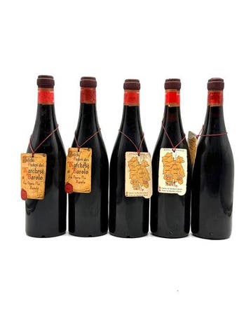 1964, 1965 x2 & 1966 x2 Marchesi di Barolo - Barolo - 5, Verzamelen, Wijnen, Nieuw