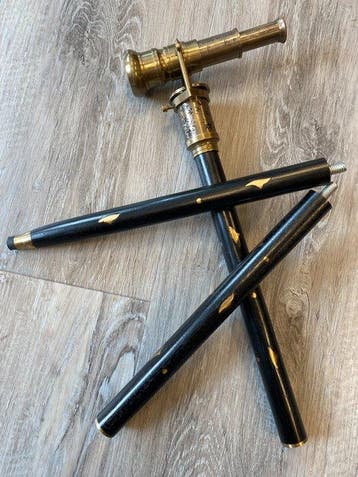 Wandelstok - Messing, Hout