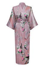 KIMU® Kimono Mauve Maxi XS-S Yukata Satijn Lang Lange Paars, Kleding | Dames, Ophalen of Verzenden, Nieuw