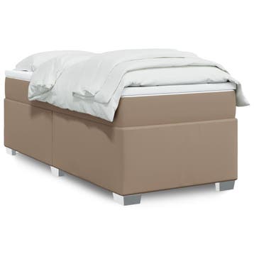 vidaXL Boxspring met matras kunstleer cappuccinokleurig, Verzenden