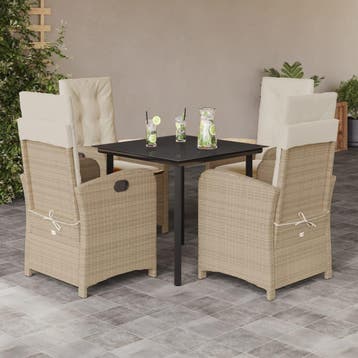 vidaXL 5-delige Tuinset met kussens poly rattan beige, Verzenden, Nieuw, Tuinset