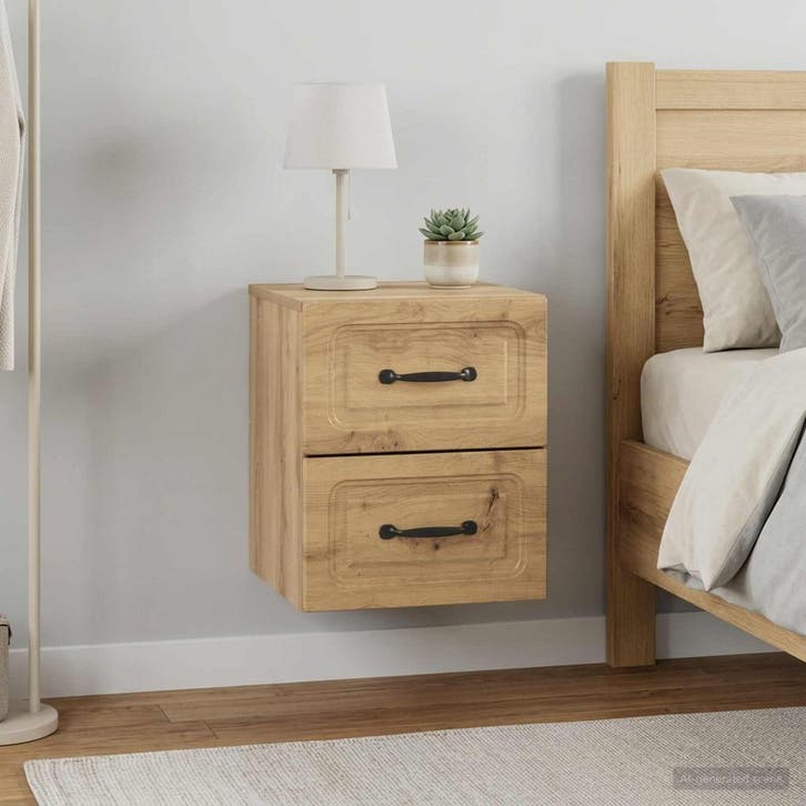 vidaXL Muurbevestigde Nachttafel 2 st Artisanaal eiken, Huis en Inrichting, Slaapkamer | Nachtkastjes, Nieuw, Verzenden