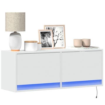 vidaXL Tv-wandmeubel met LED-verlichting 100x31x35 cm wit, Verzenden, Nieuw