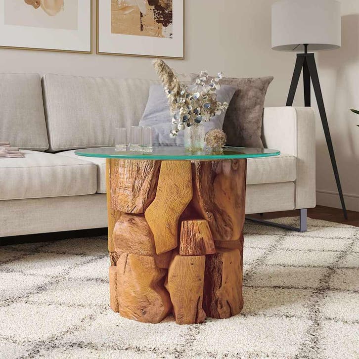 vidaXL Salontafel 60 cm massief teak drijfhout, Huis en Inrichting, Tafels | Salontafels, Nieuw, Verzenden