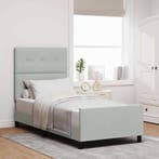 vidaXL Boxspring bed met hoofdeinde Lichtgrijs 100 x 200 cm, Verzenden, Nieuw