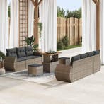 vidaXL Tuinbank Set met kussen met opslag 10 pcs Grijs poly, Verzenden
