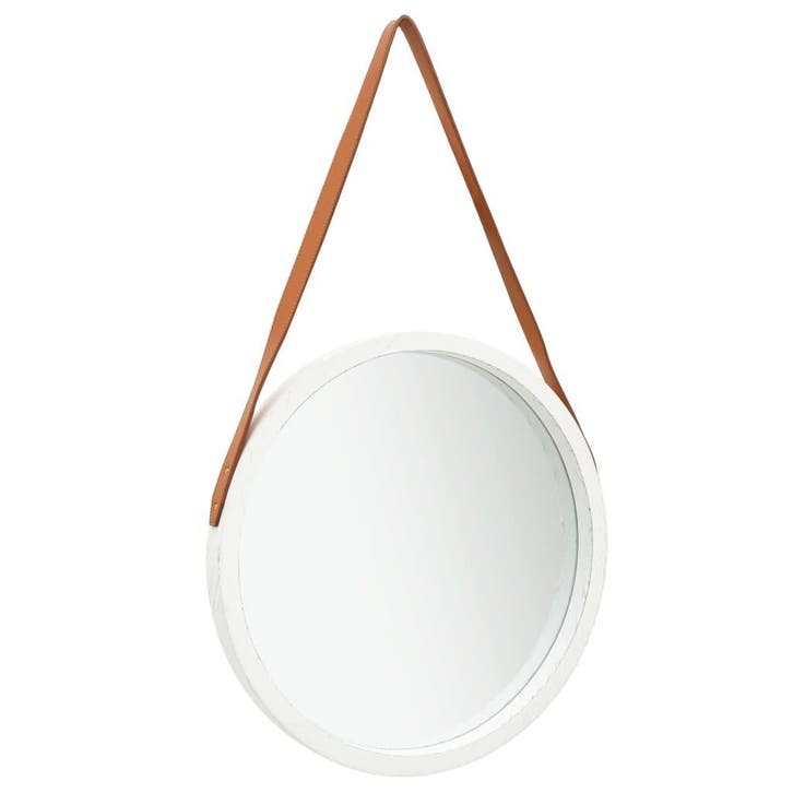 vidaXL Wandspiegel met band 50 cm wit, Maison & Meubles, Accessoires pour la Maison | Miroirs, Envoi
