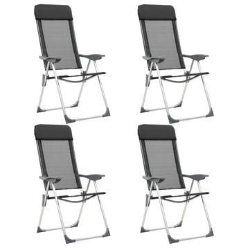 vidaXL Campingstoelen inklapbaar aluminium zwart 4 st, Verzenden, Nieuw