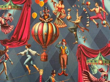 Katoenen Panama-stof Vintage Grand Circus – Acrobaten,