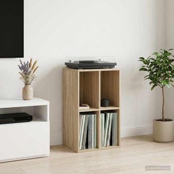 vidaXL Platenkast Sonoma Eiken 44,5 x 36,5 x 74,5 cm Bewerkt, Maison & Meubles, Accessoires pour la Maison | Étagères pour CD & DVD