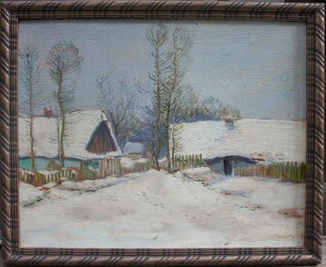Jan Karel Janovsky (1869 - 1931) - Village in winter, Antiek en Kunst