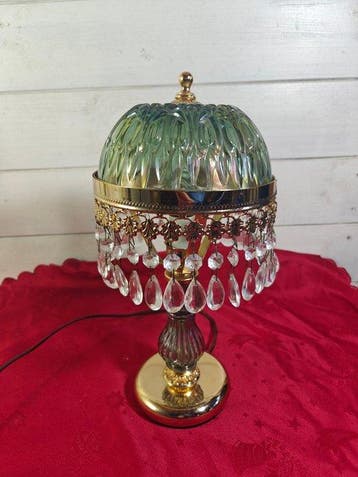 Lampe de table en cristal Latini vintage / Lampe de boudoir, Nieuw