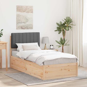 vidaXL Bedframe met Gevoerde Hoofdbord Donkergrijs 90 x 200, Verzenden, Nieuw