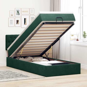 vidaXL Bed poef met matras en LEDs 90x200 cm fluweel, Verzenden