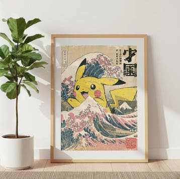 EGO - Pikachu Kanagawa - 1/5 SIGNÉE COA - 40x60 cm