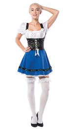 Dirndl Jurk Oktoberfest Blauw Witte Strik, Verzenden, Nieuw