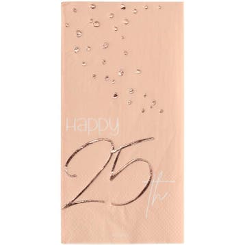 Servetten 25 Jaar Rose Goud 33cm 10st, Verzenden